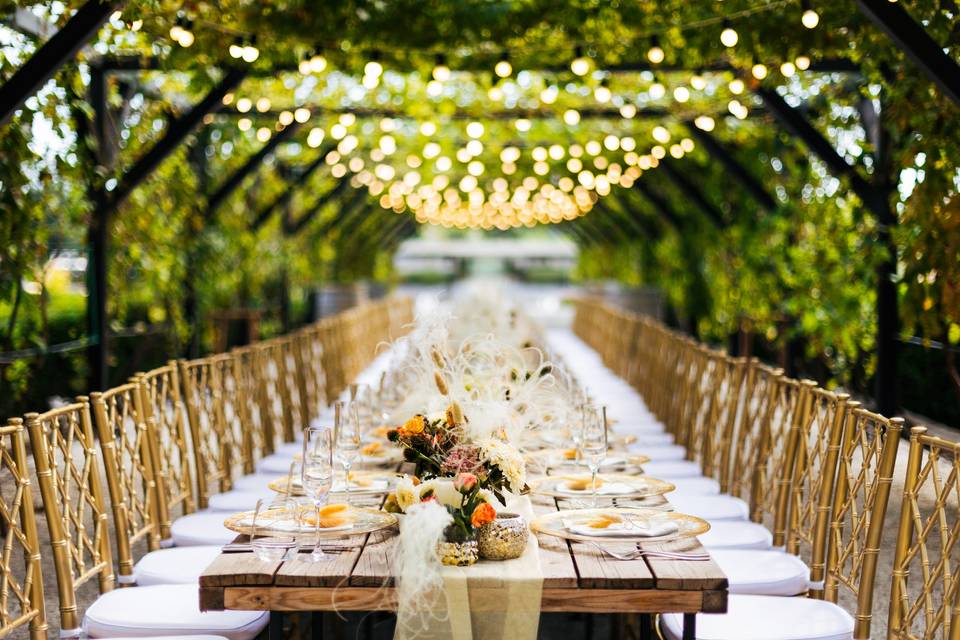 Color boda su significado: mesa de banquete de boda rectangular muy larga