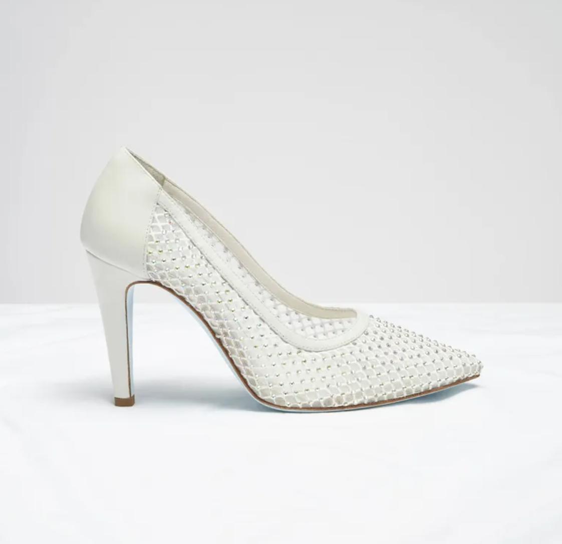 Zapato novia blanco con transparencias