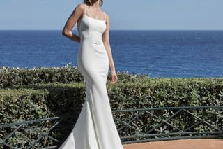 Vestido boda civil corte sirena y en escote en U