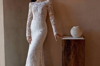 Vestidos de novia de manga larga con hombros marcados