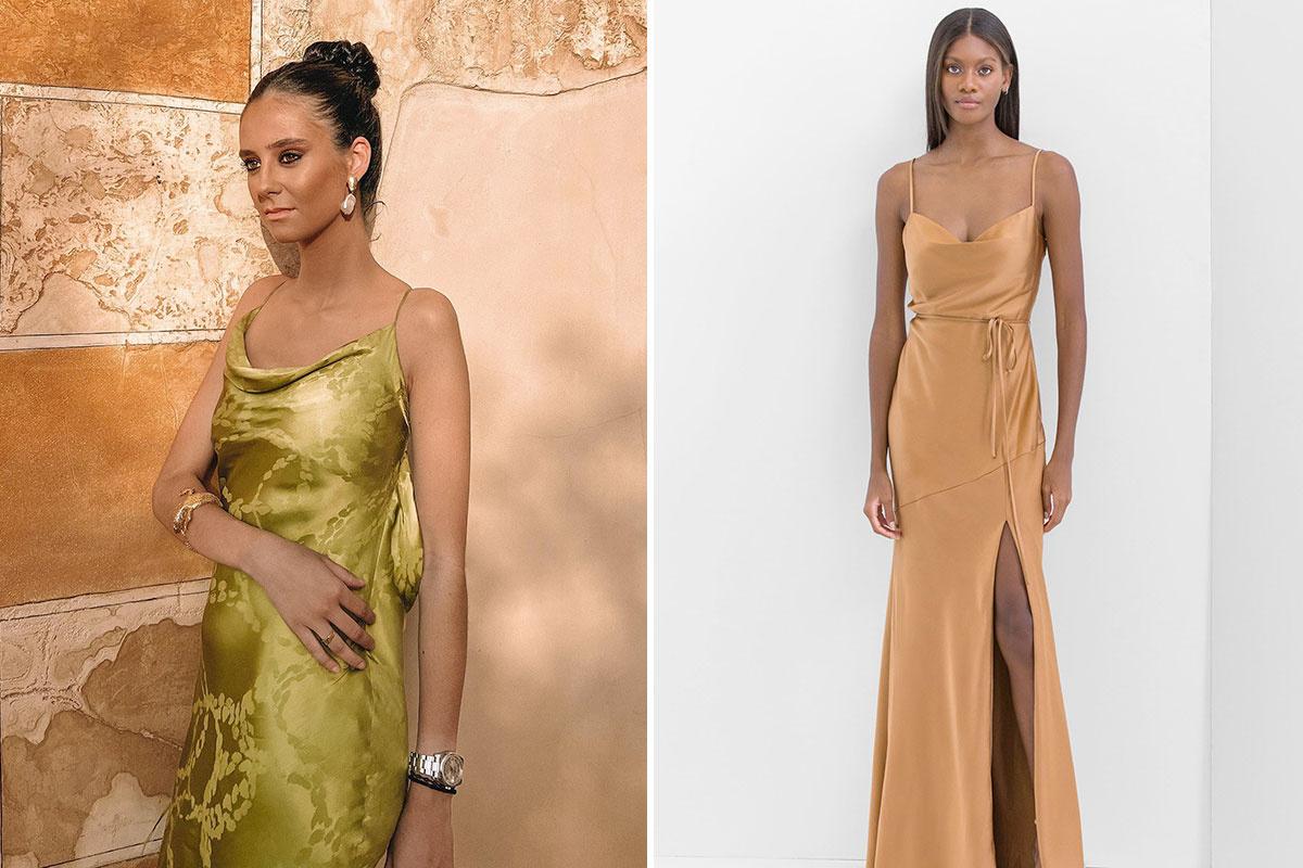 Vestido lencero con escote fluido