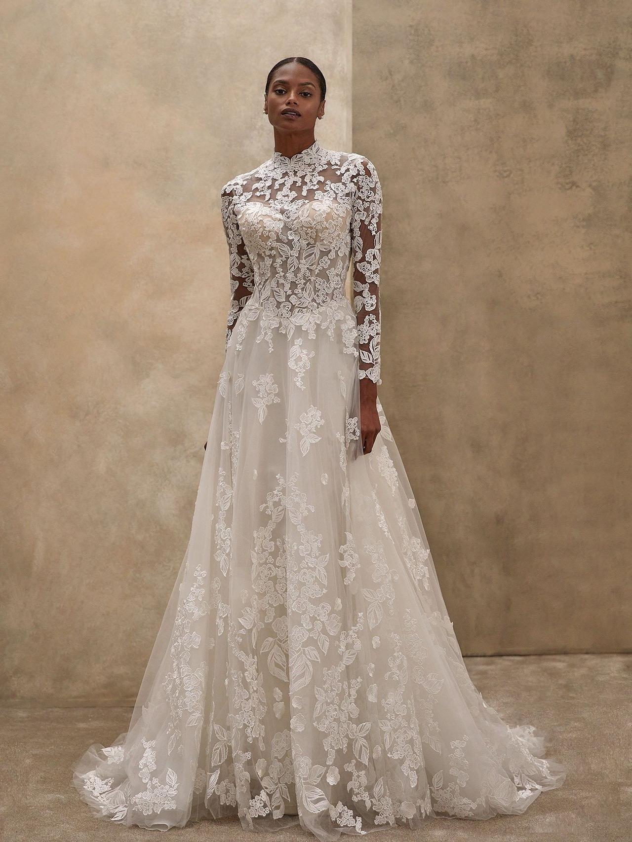 Vestidos de novia manga larga elegantes, con mucho encaje