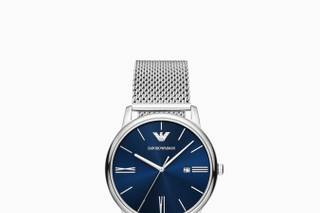 Reloj hombre boda: reloj con correa metálica y esfera azul, de Emporio Armani