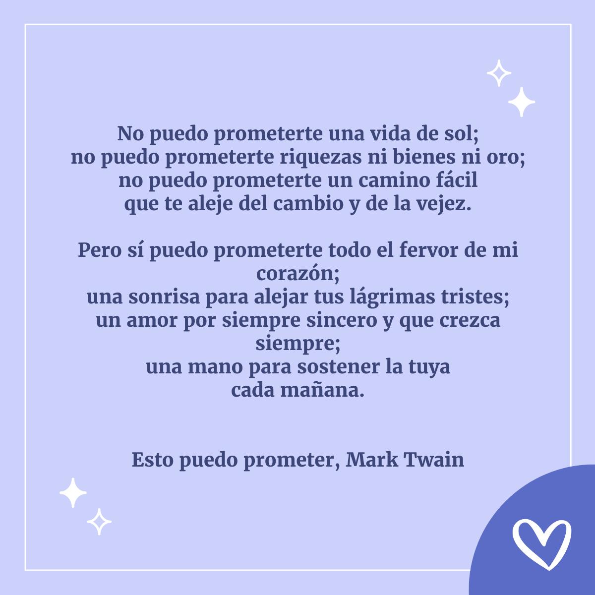 Poemas para bodas: Esto puede prometer, de Mark Twain