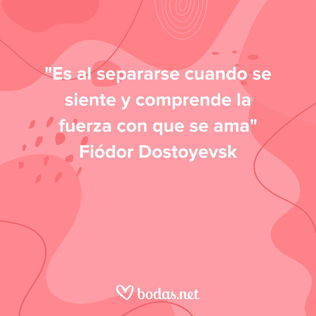 Frases célebres de amor: Es al separarse cuando se siente y comprende la fuerza con que se ama, de Fiódor Dostoyevski