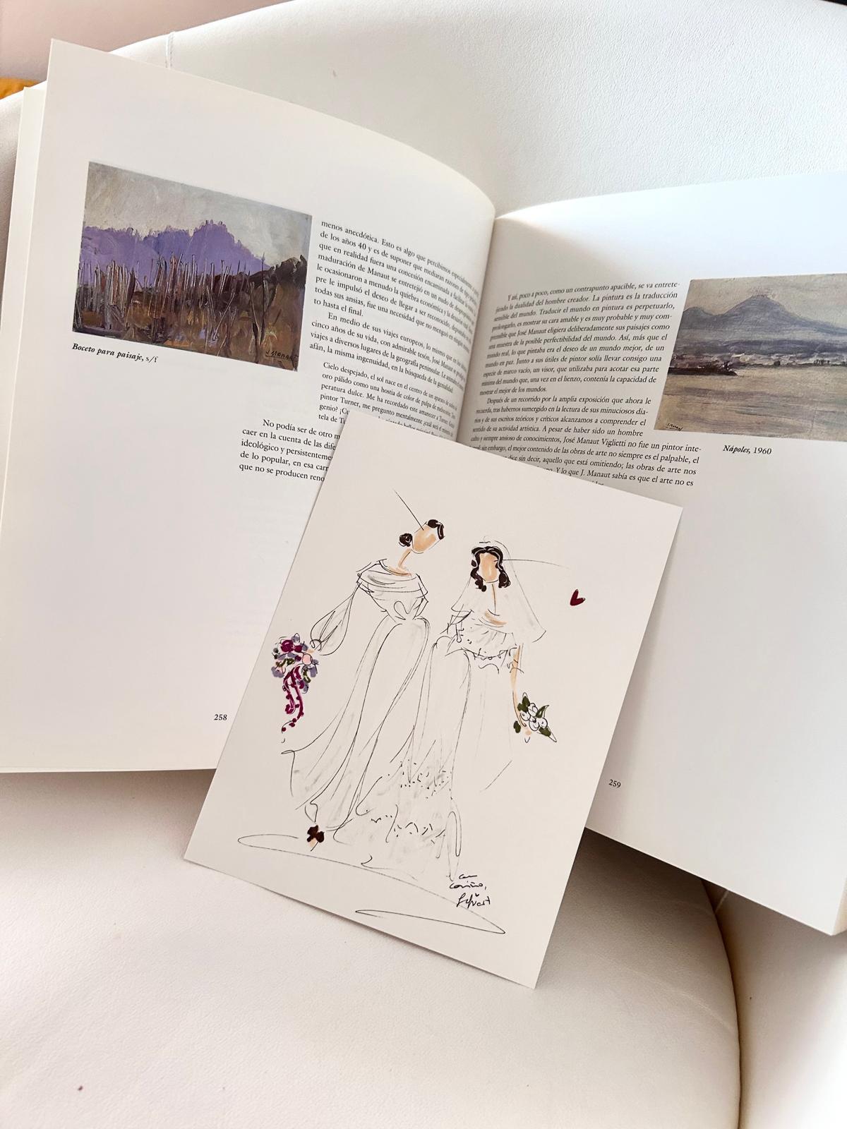 Live paint: diferentes ilustraciones de parejas, con los nombres de cada una de ellas