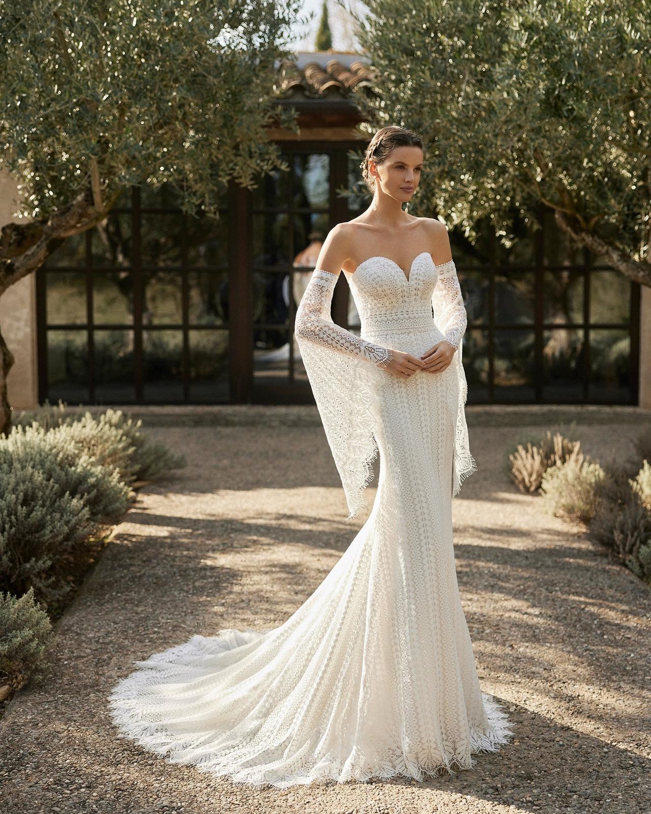Vestido boda civil desmontable y corte sirena