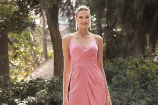 Vestido de cóctel con tirantes y falda tulipán