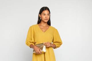 Vestidos de fiesta cortos y anchos, con manga francesa y escote en pico