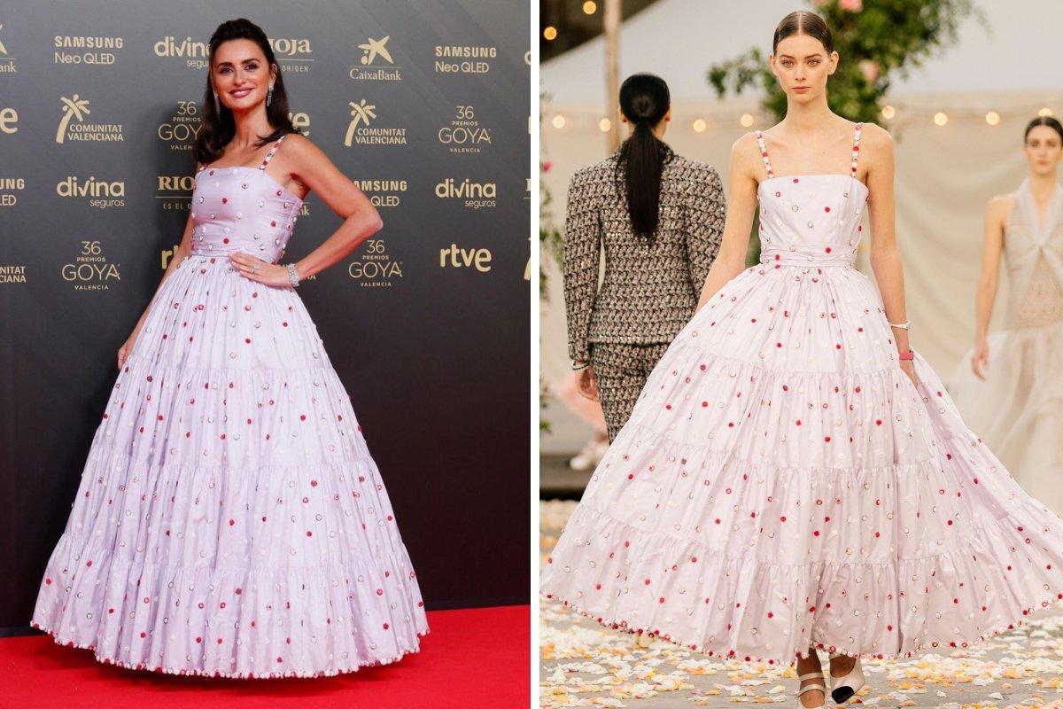 Alfombra roja de los Premios Goya 2022: vestido de fiesta de Chanel con aires románticos, escote cuadrado, tirantes finos y falda de estilo bailarina