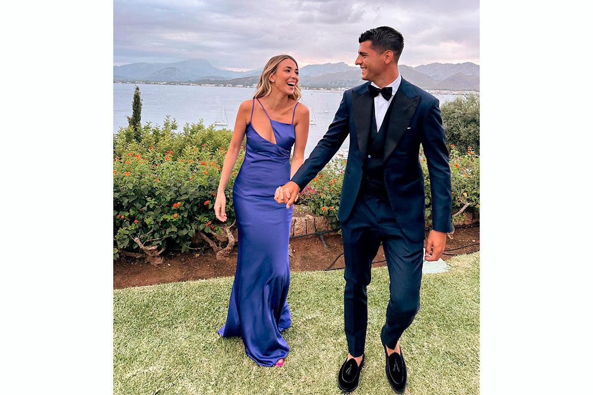 Alice Campello con Álvaro Morata en la boda de Marcos Llorente y Paddy Noarbe