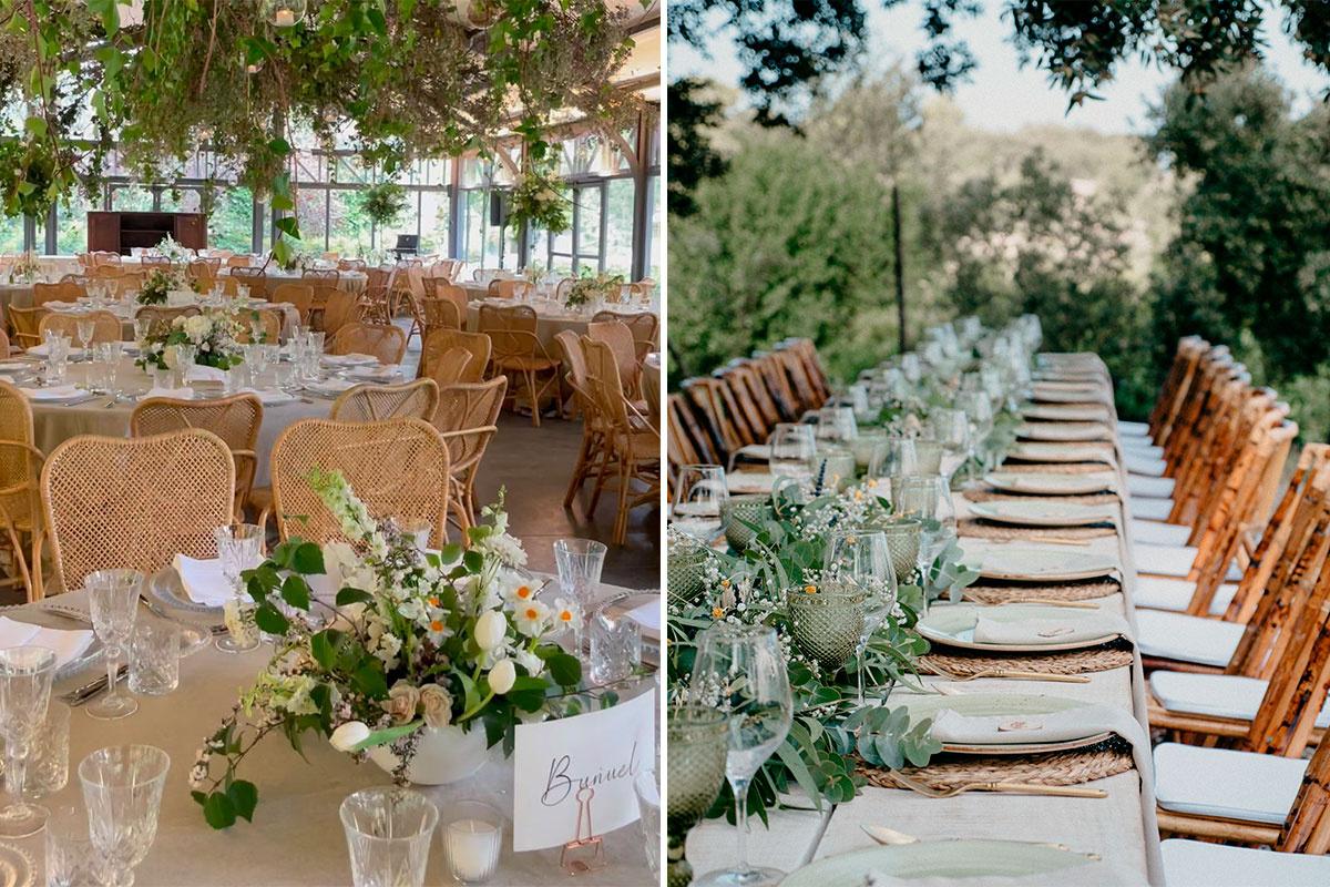 montaje banquete de boda estilo natural