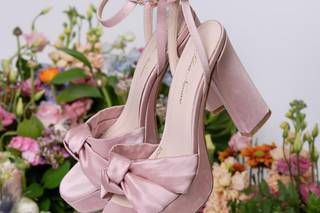 Zapato novia en rosa de tacón ancho