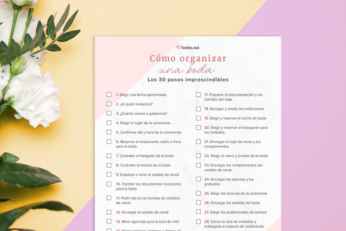 Planning con las tareas para saber cómo organizar una boda, de Bodas.net