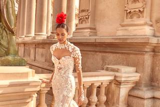 vestido de novia con flores de estilo sirena