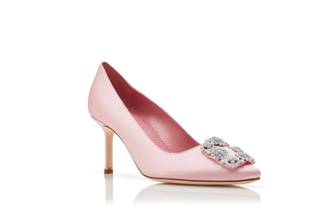 Zapatos de novia rosas con hebilla con pedrería