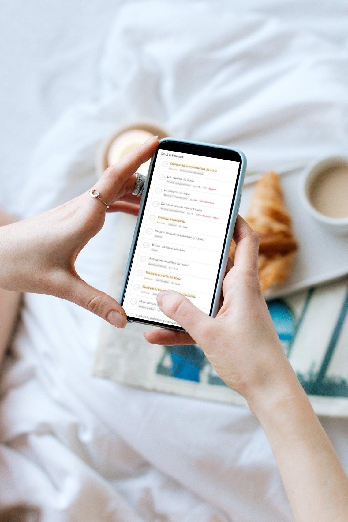 Agenda de tareas online de Bodas.net, ideal para organizar la boda desde casa con el móvil 