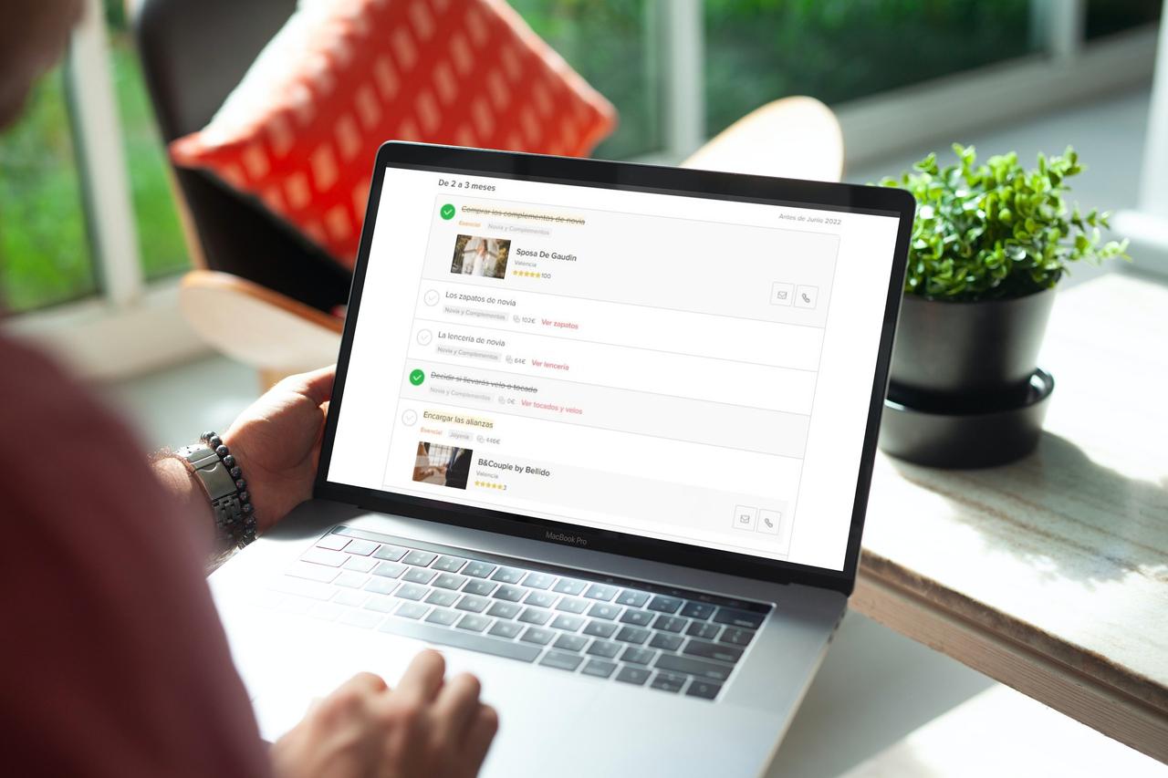 Agenda de tareas online de Bodas.net, ideal para organizar la boda desde casa
