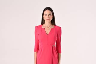 Vestidos de fiesta cortos elegantes con manga francesa y escote geométrico