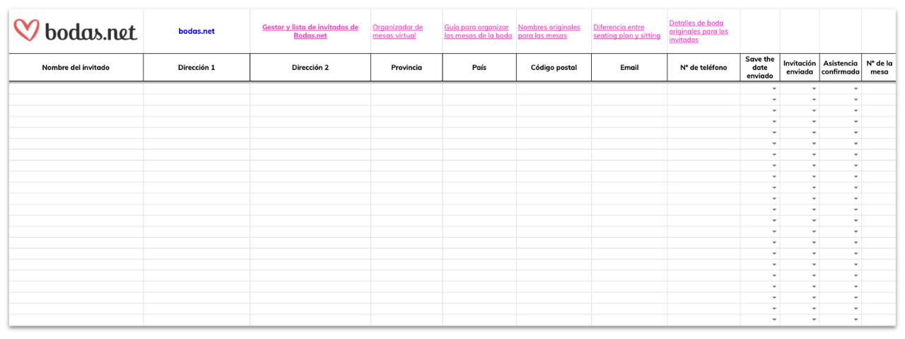 lista de invitados plantilla descargable
