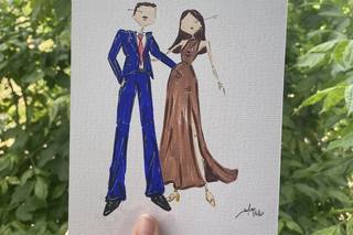 Live paint: diferentes ilustraciones de parejas, con los nombres de cada una de ellas