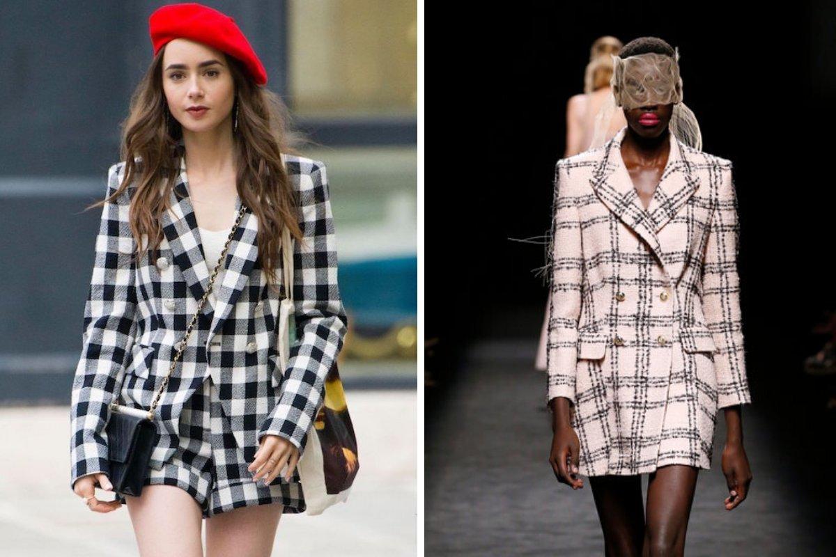 Blazer de cuadros al más puro estilo parisino visto en Emily in Paris