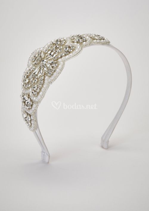 KINDRA HEADBAND OFF WHITE SILVER, Pronovias