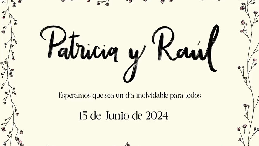 Cartel de bienvenida a la boda de Patricia y Raul