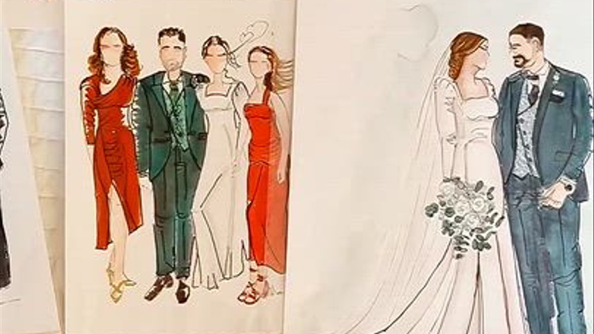 Ilustraciones novios e invitados 