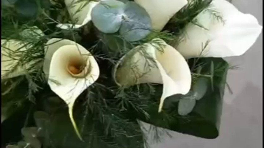 Ramo de novia en bouquet de calas blancas