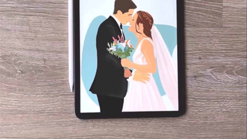 Ilustración de la boda de Alfredo y María