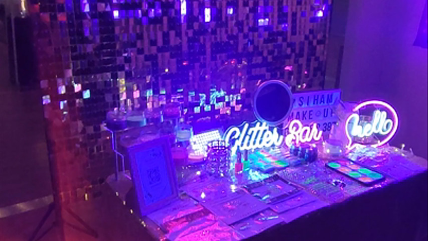 Glitter bar con decoración de lentejuelas led 