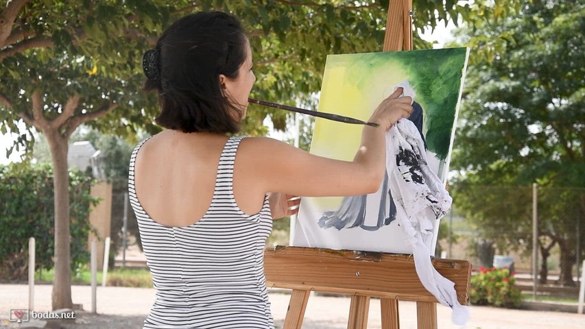 Retrato de los novios en directo