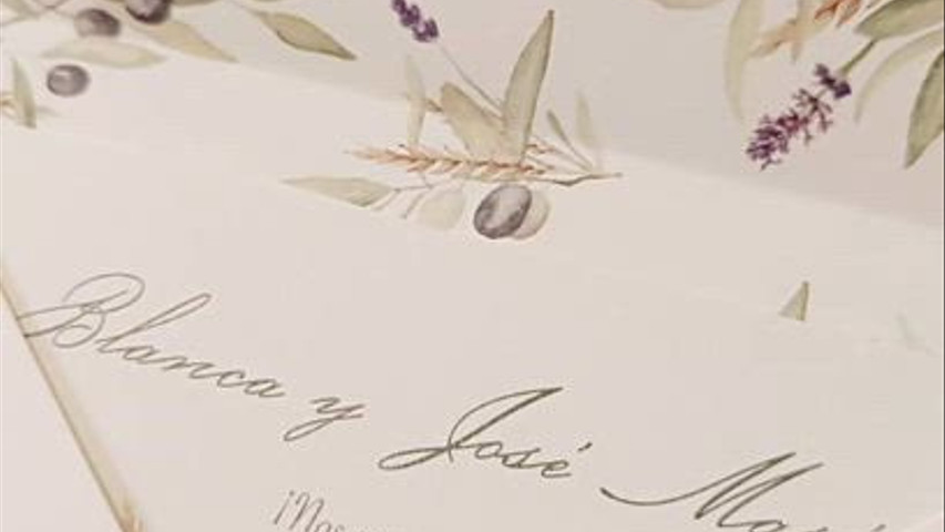 Ejemplo invitación olivo trigo lavanda