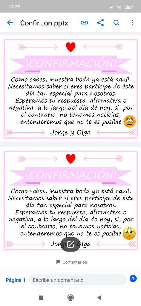 Mensaje confirmación asistencia - 1