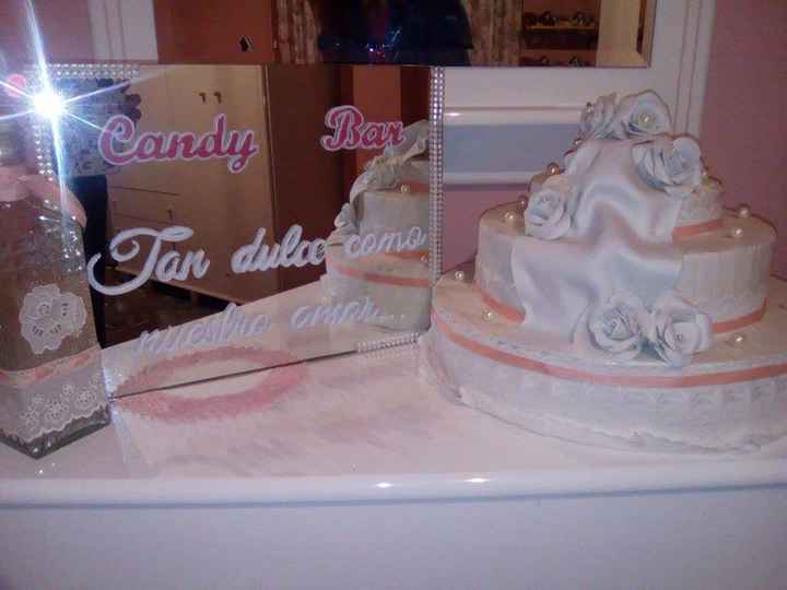 espejo candy bar y tarta falsa