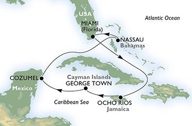 Mapa crucero Maiami
