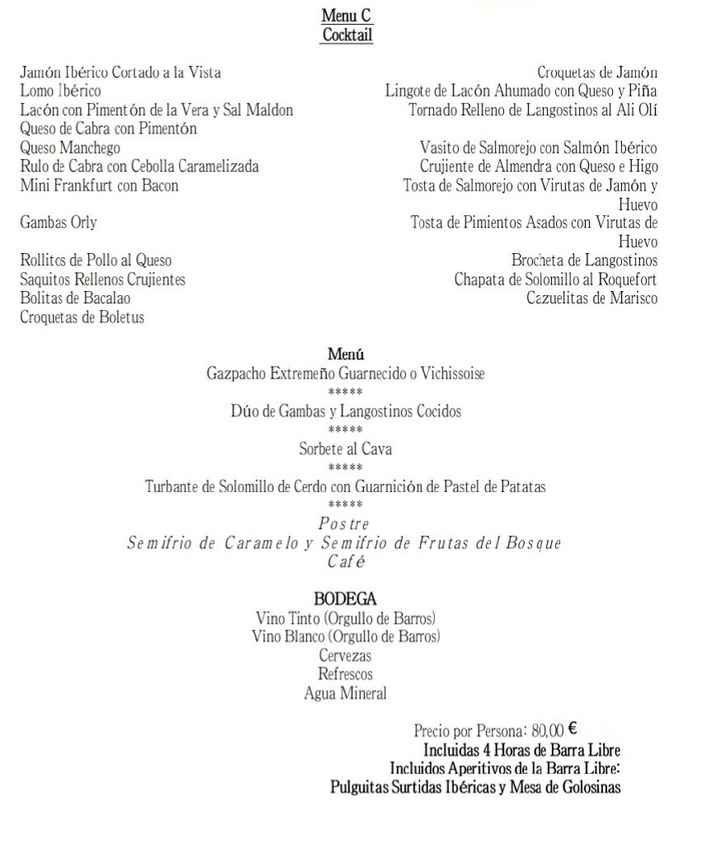 Precio menu - 1