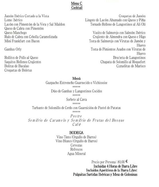 Precio menu - 1
