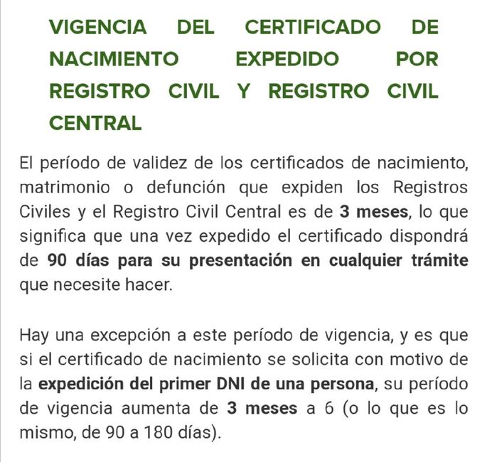 Caducidad del certificado de empadronamiento 1