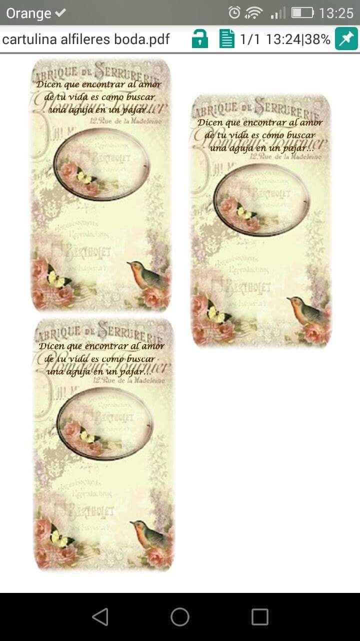 mis cartulinas para presentar los alfileres individualmente