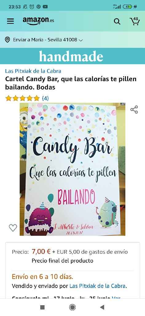 Cartel Candy bar en amazon - 1