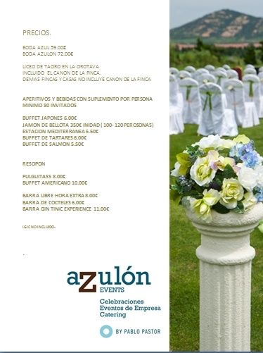 Lugar del banquete y empresa organizadora