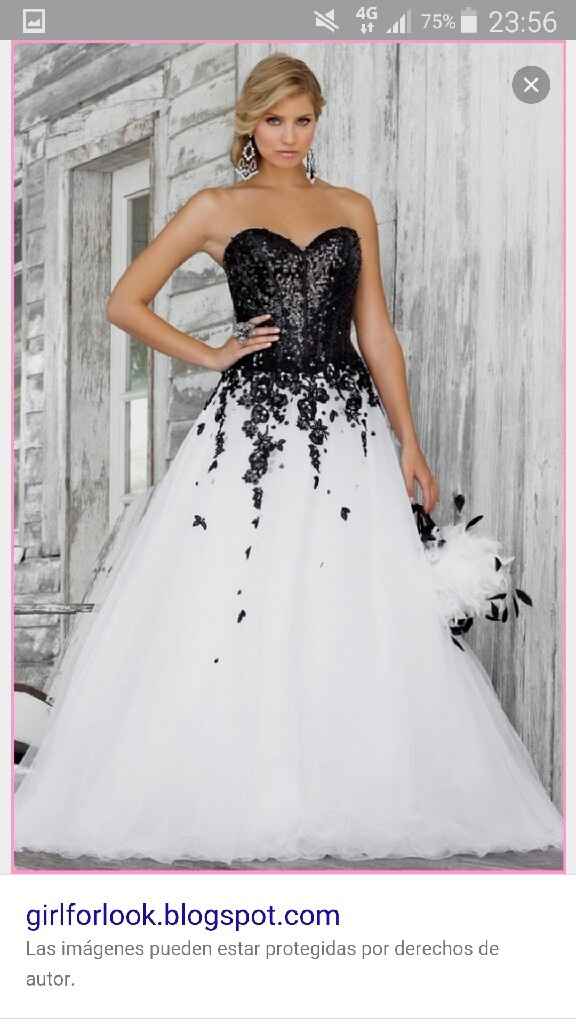 Vestido de novia blanco y negro - 1