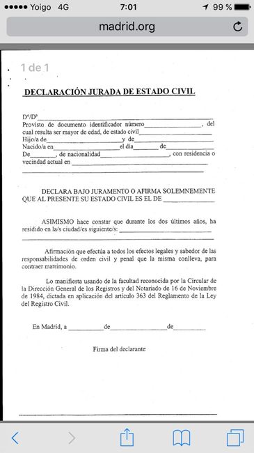 Declaración jurada - 1