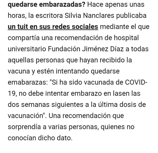 Las que os habeis vacunado ya del covid.. ¿cuanto habéis esperado para buscar el bebé? - 1