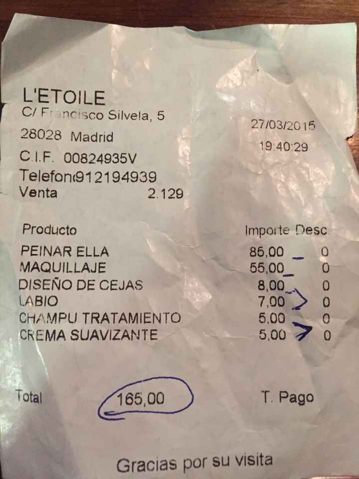 Presupuesto peinado sin prueba . - 1