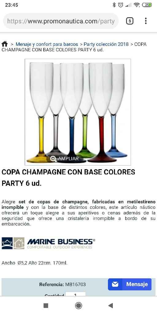 Copas de Champagne/cava con tallo y pie de colores - 1