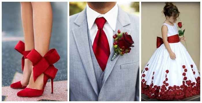 Zapatos rojos y corbata roja