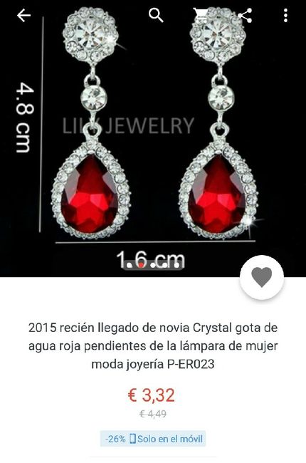 Pendientes piedra roja malaga - 1